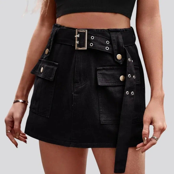 Mini color jean skirt
 for women