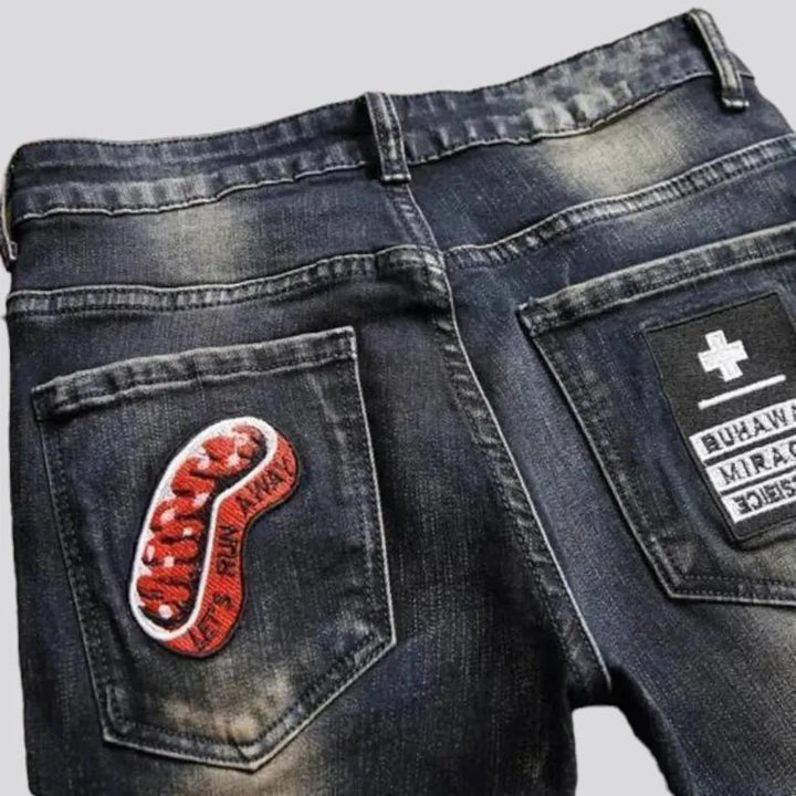 Patchwork men's skinny jeans