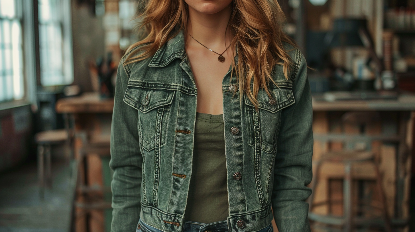 Embrace Eco-Chic: Women's Green Denim Jackets | Jeans4you.shop