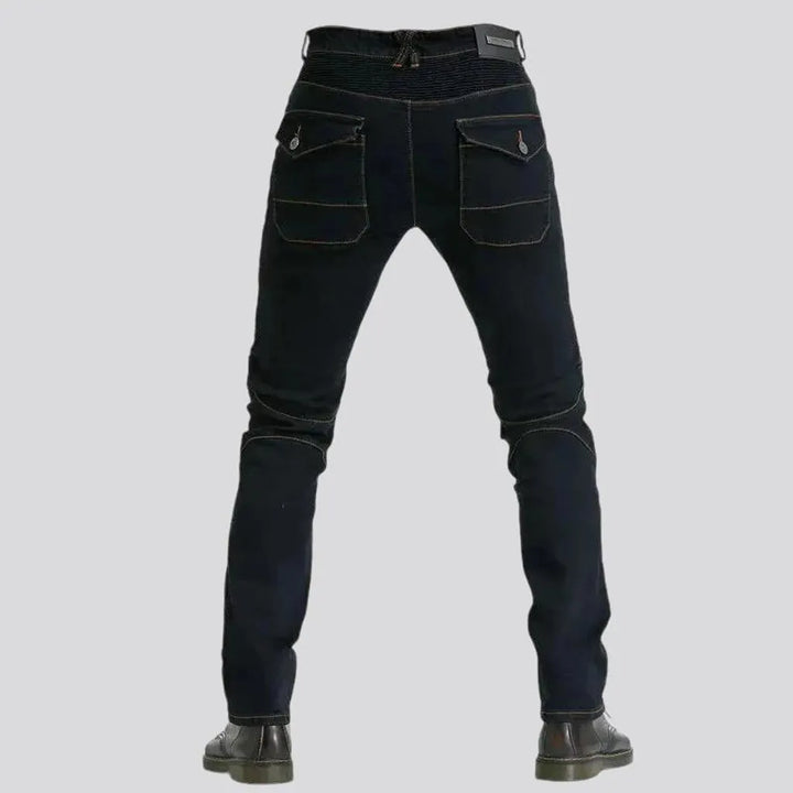 High rise sanded slim fit riding men's jeans