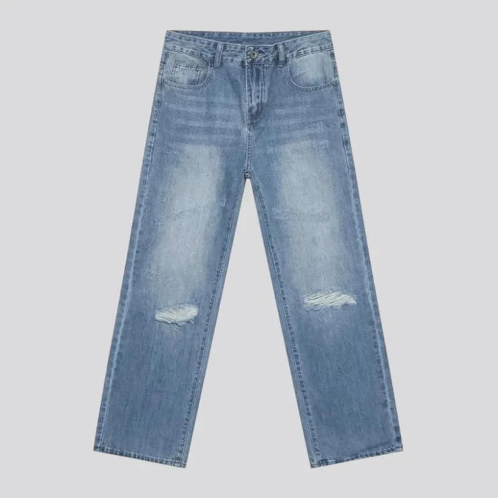 Distressed look baggy men's jeans