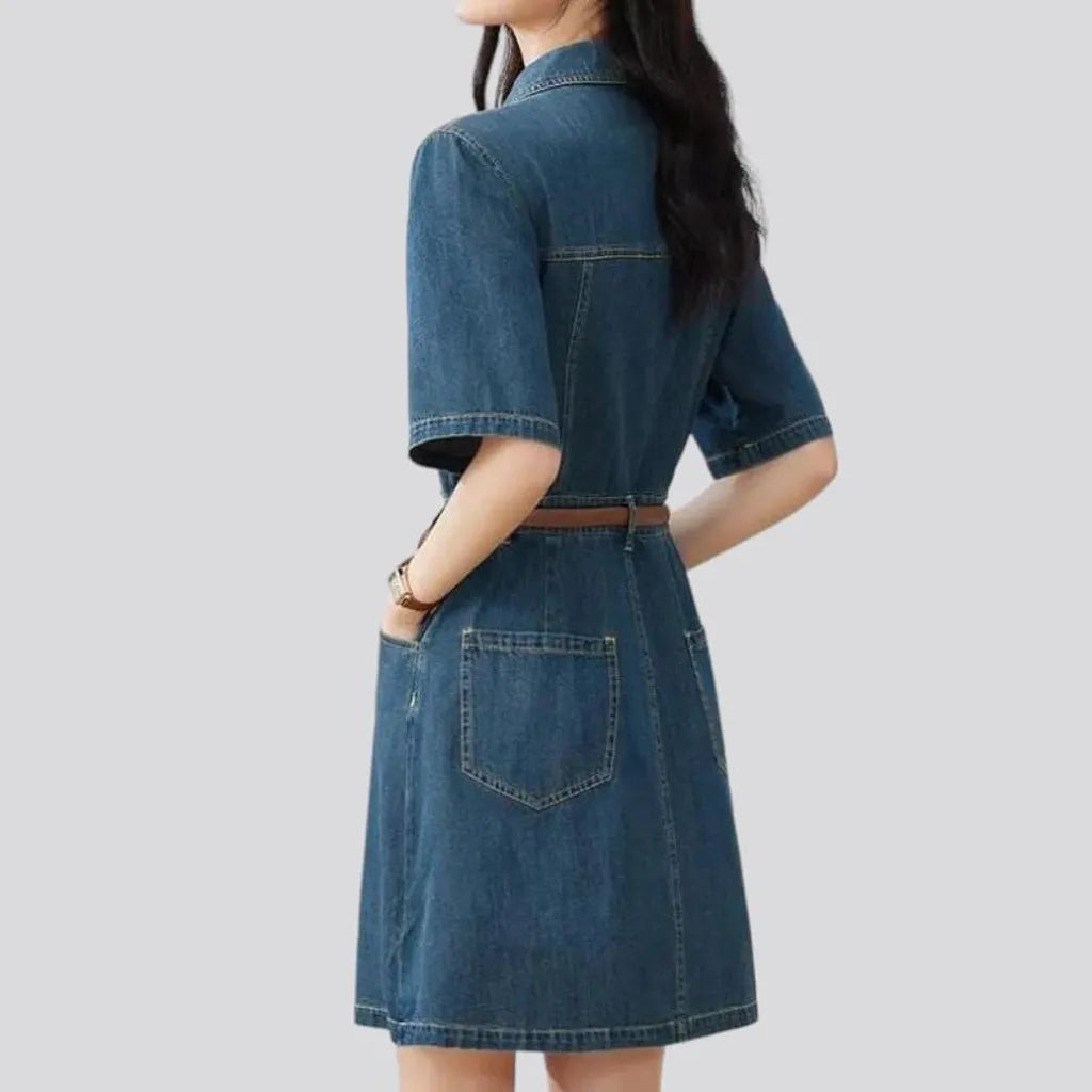 Shirt-like women's jean dress