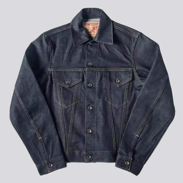 Casual dark wash duty denim trucker jacket for men