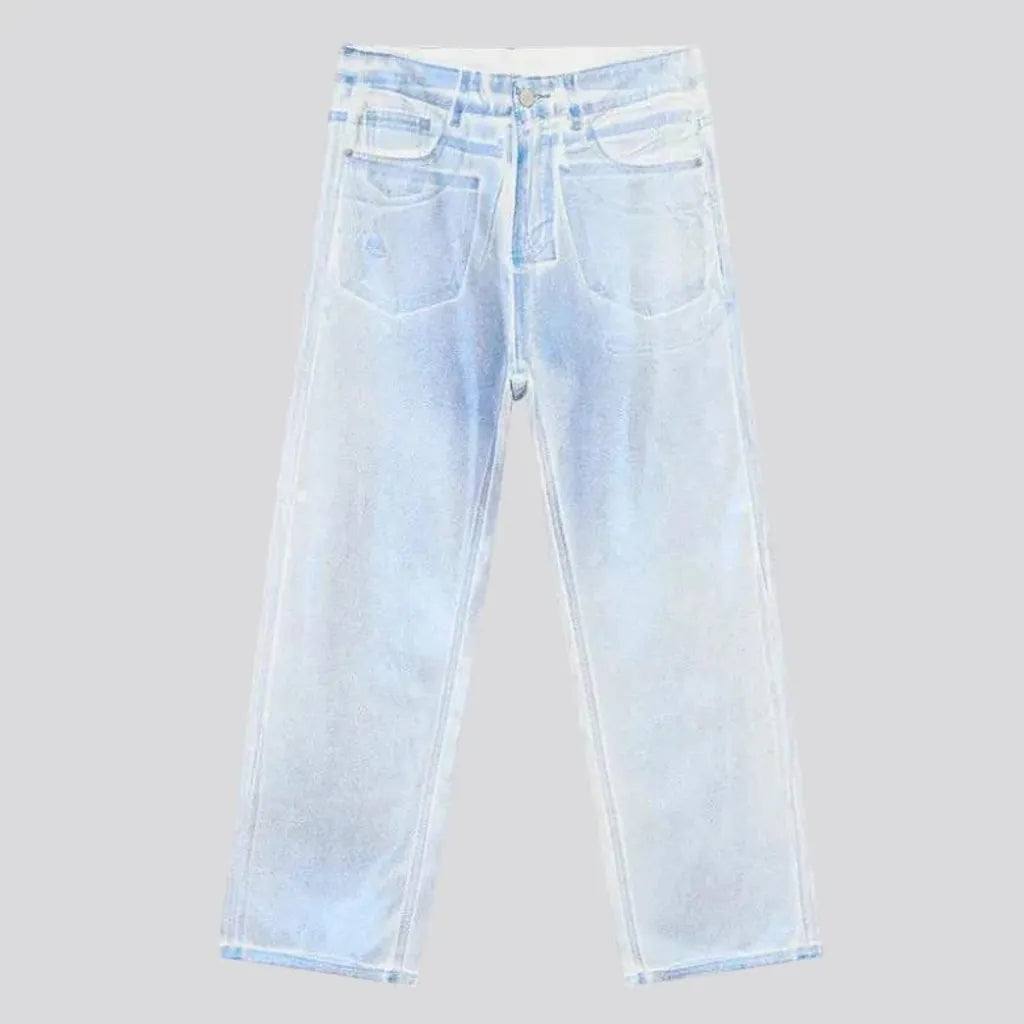 Street style loose fit painted men's jeans