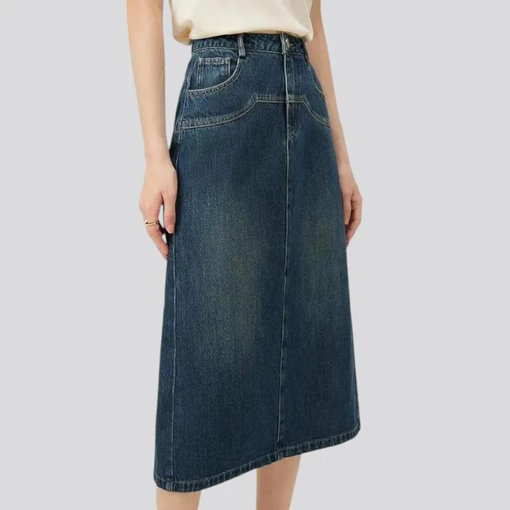 Monochrome high rise a line denim skirt