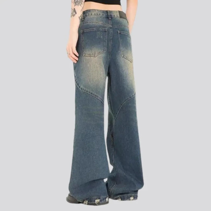 Grunge fashion mid rise men's jeans