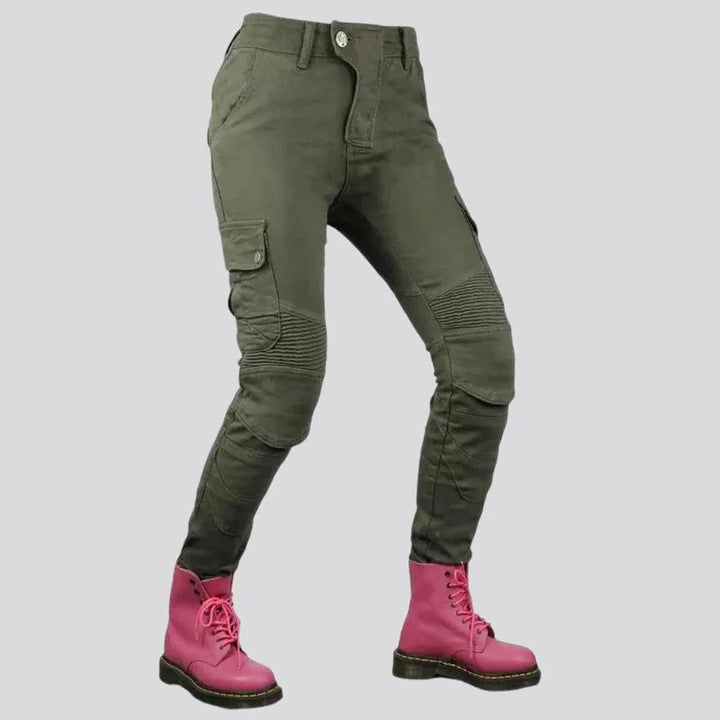 Slender fit biker women's kevlar jeans