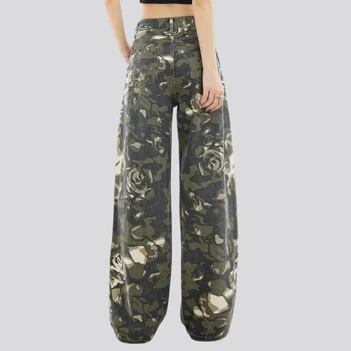 High rise baggy fit camouflage jeans for women