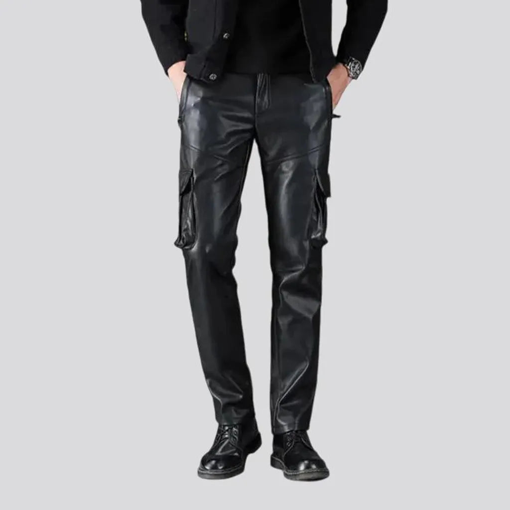 Biker style and cargo pockets riding jeans for men