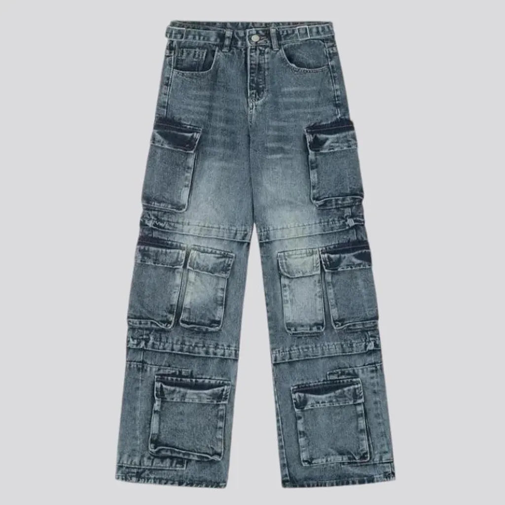 Vintage whiskered cargo men's jeans