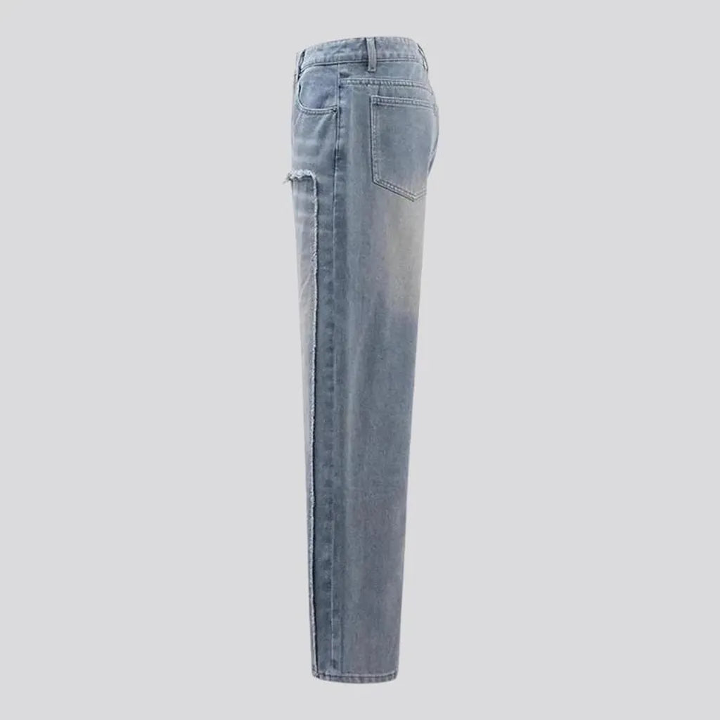 Whiskered sanded fashion men's jeans