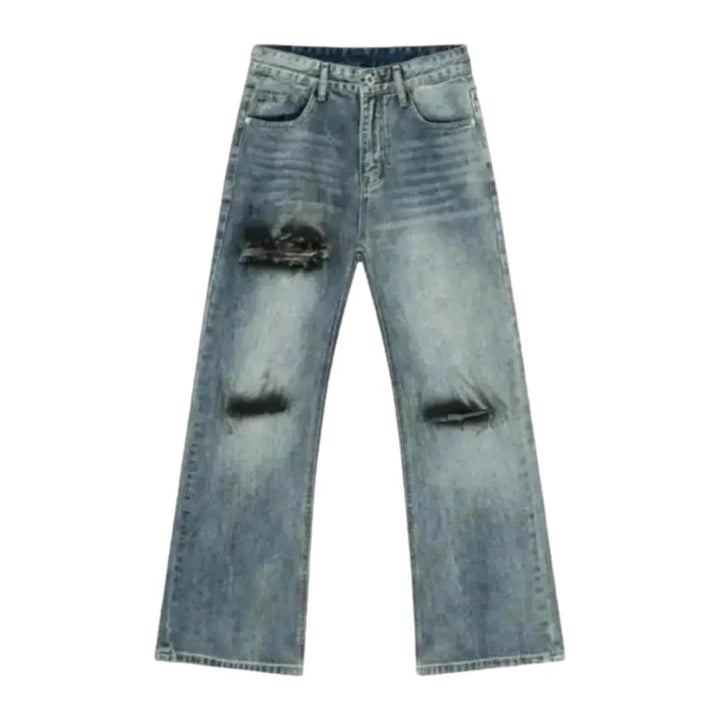 Sanded and Stylish Men's Jeans - Light Blue