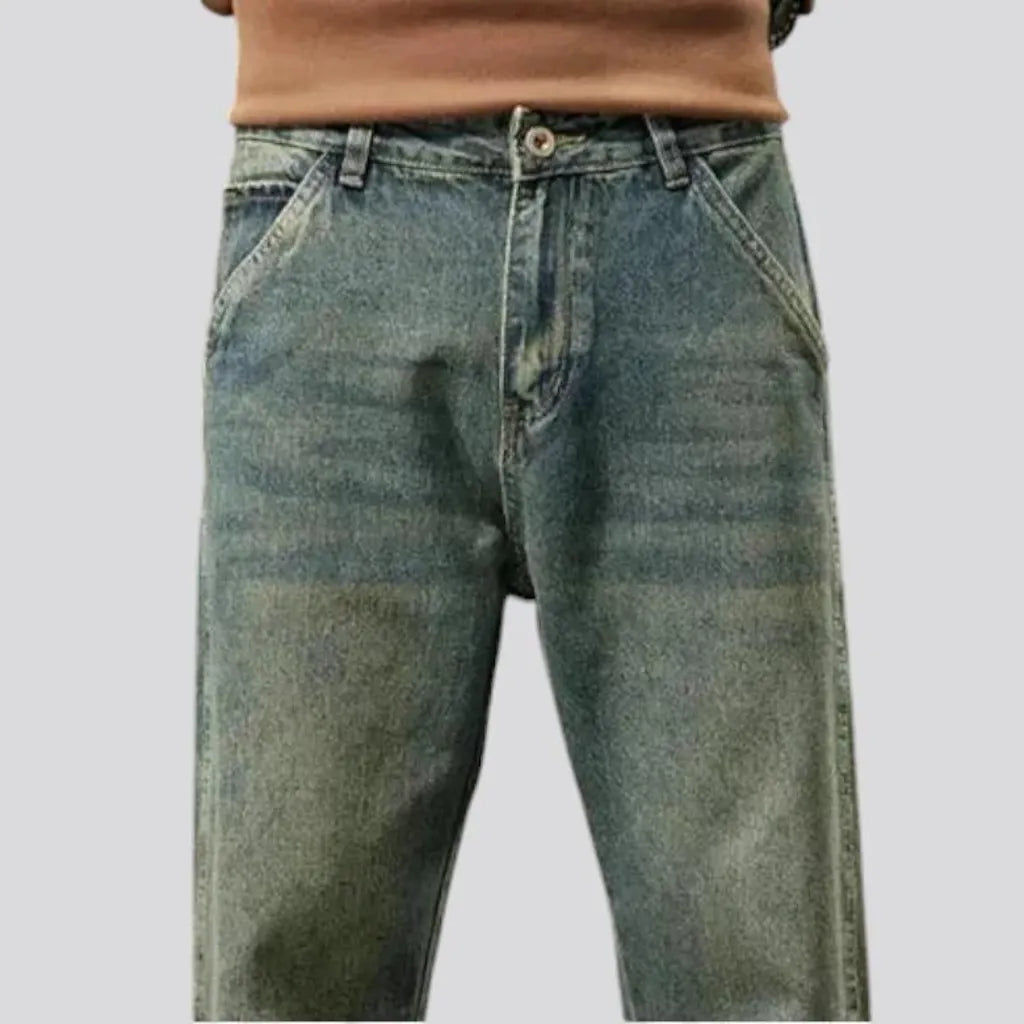 Vintage style roomy faded men's jeans