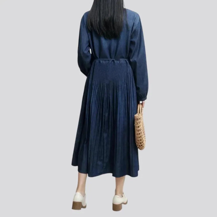 Maxi smocked waist jean dress