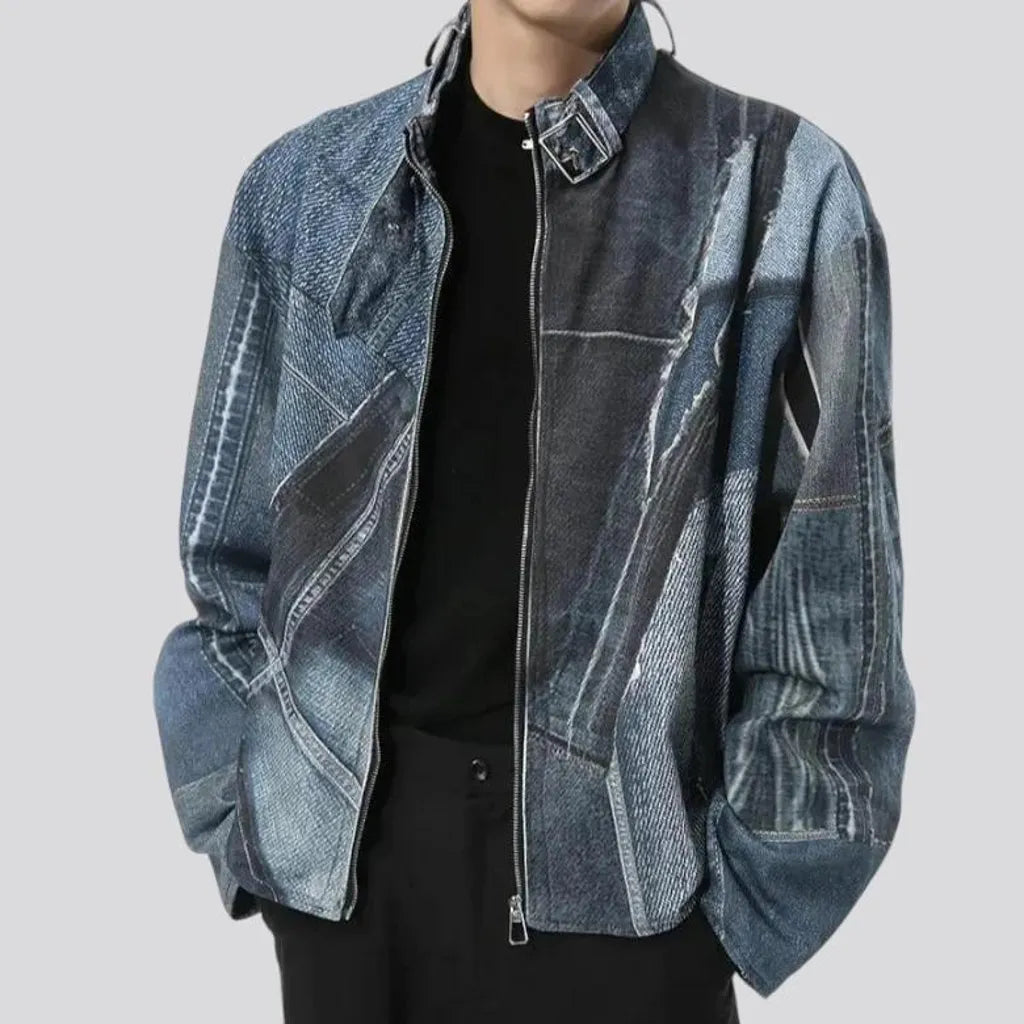 Stylish biker men's denim jacket