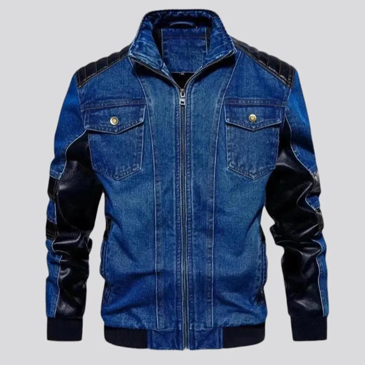 Stylish biker riding denim jacket for men