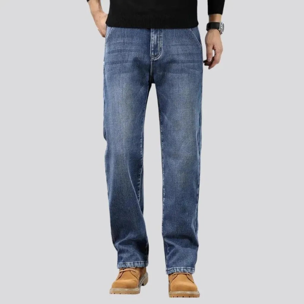 Straight fit dark faded men's jeans