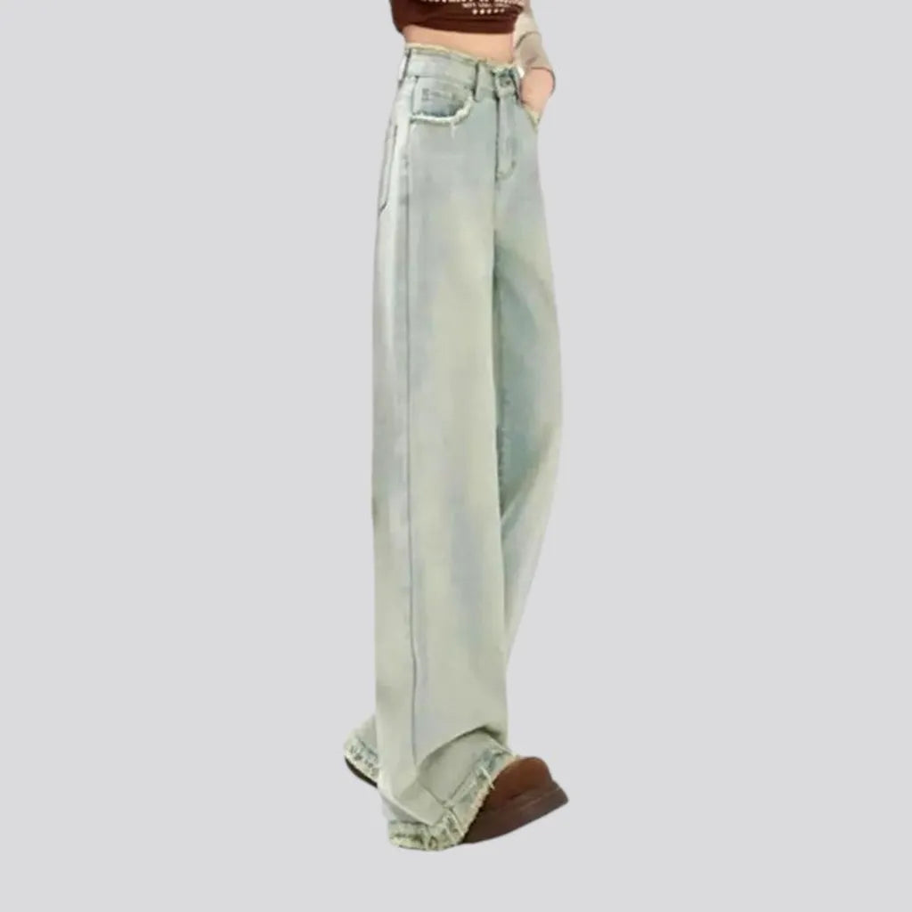 Floor-length bleached jeans for ladies