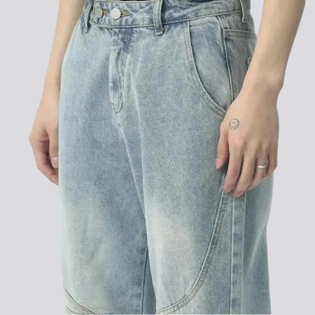 Baggy light wash boho men's jeans