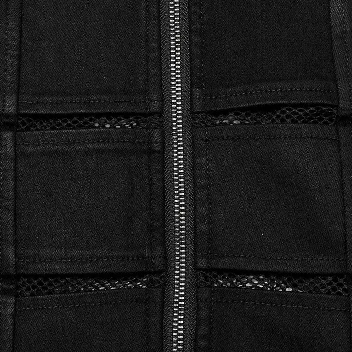 Gothic patchwork denim shorts