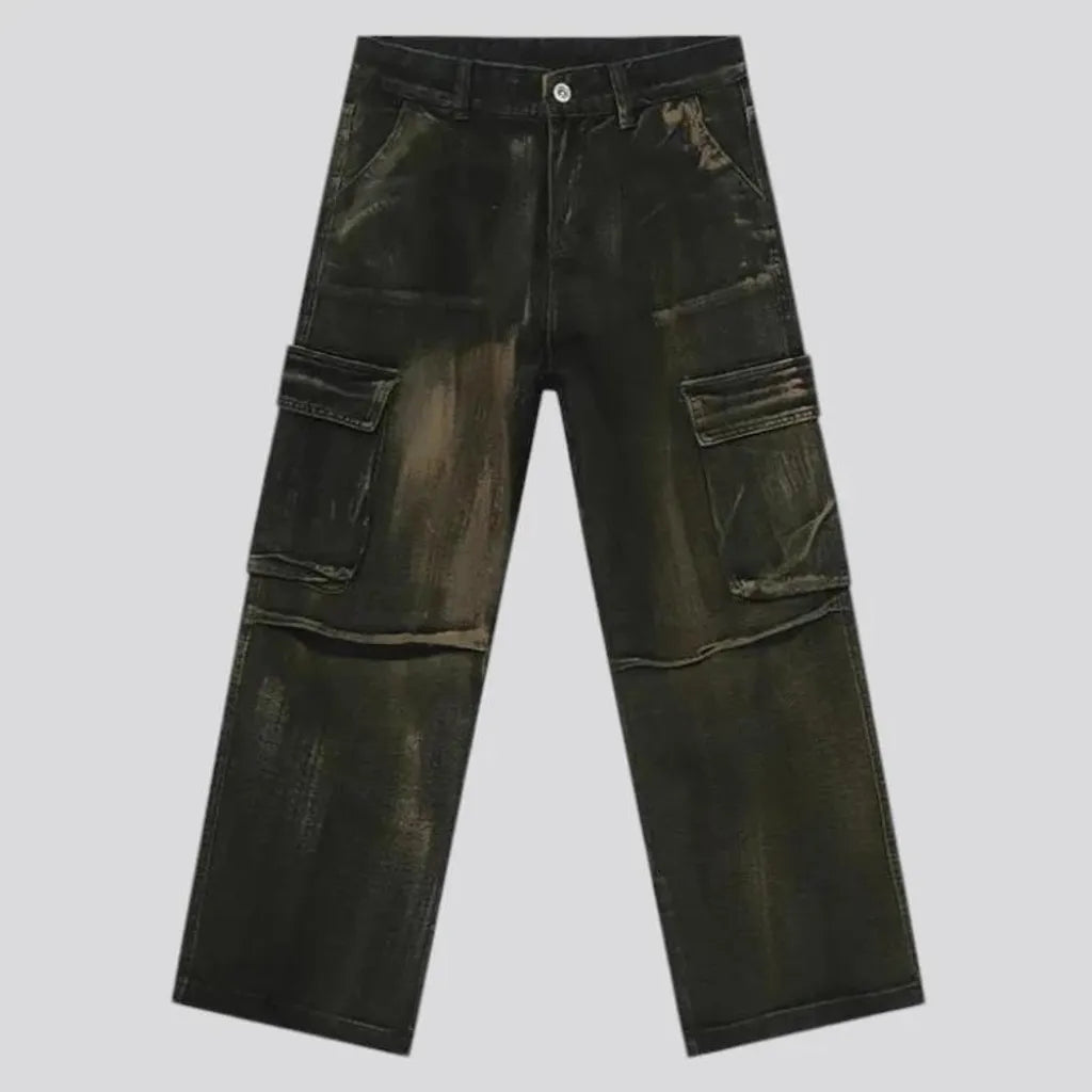 Mid rise cargo men's jeans