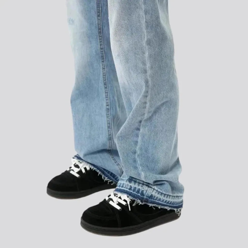 Sanded whiskered style men's jeans