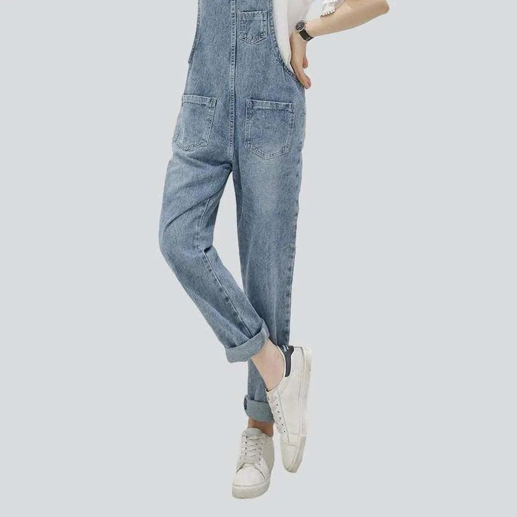 Washed women's jeans overall