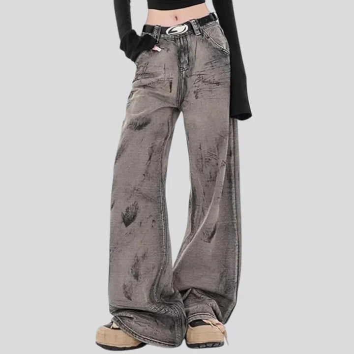 Retro painted high-rise women's jeans