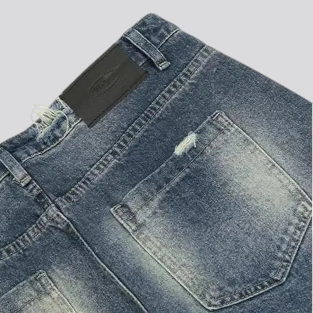 Baggy mid-waist distressed jeans for men