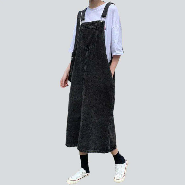 Black denim women's overall dress