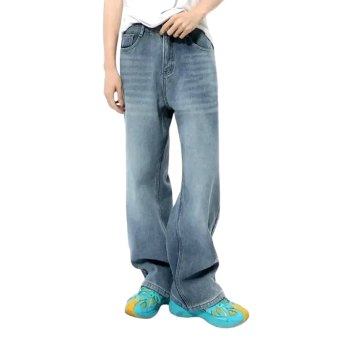 Faded Wash Stylish Men's Jeans - Light Blue