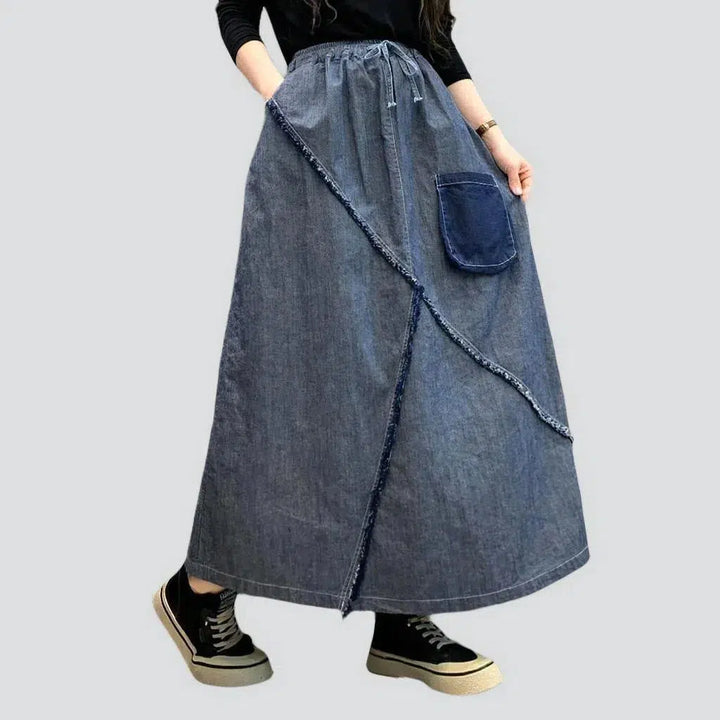 Long high-waist women's denim skirt