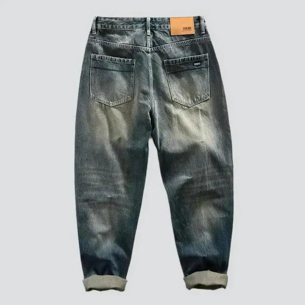 Yellow-cast medium-wash jeans
 for men