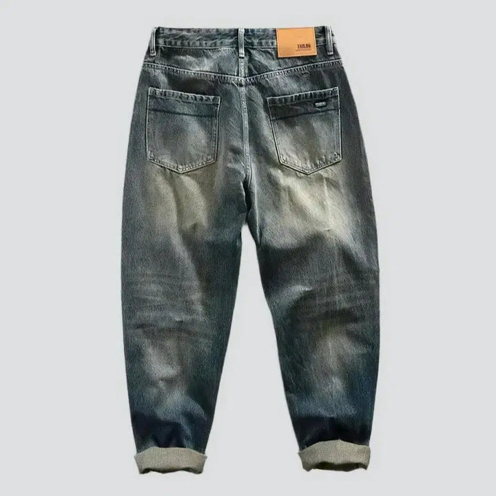 Yellow-cast medium-wash jeans
 for men