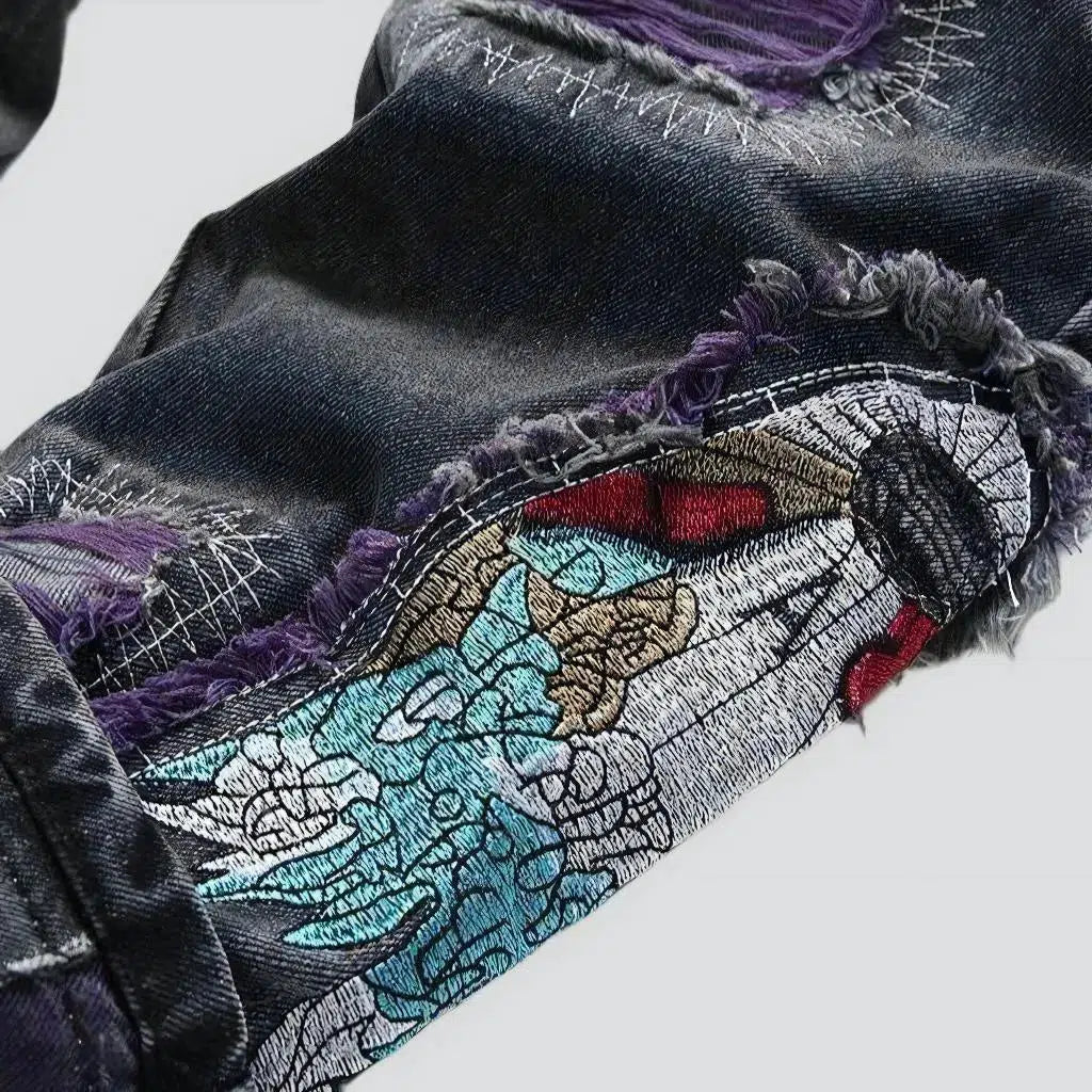 Patchwork men's embroidered jeans