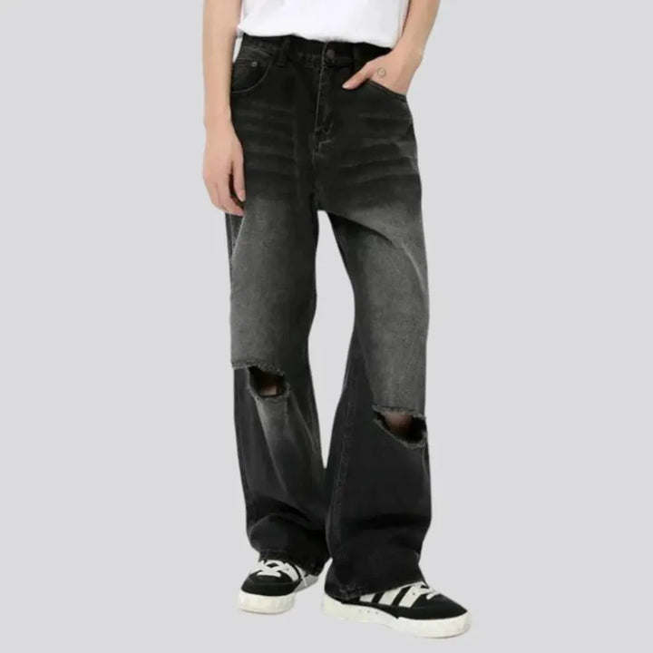 Distressed grunge style men's jeans