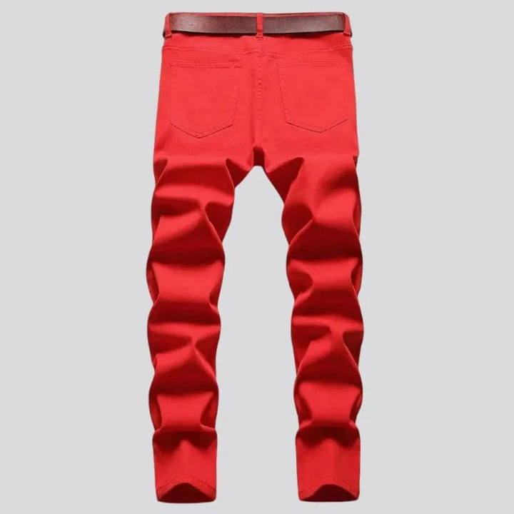 Vibrant red smooth men's jeans