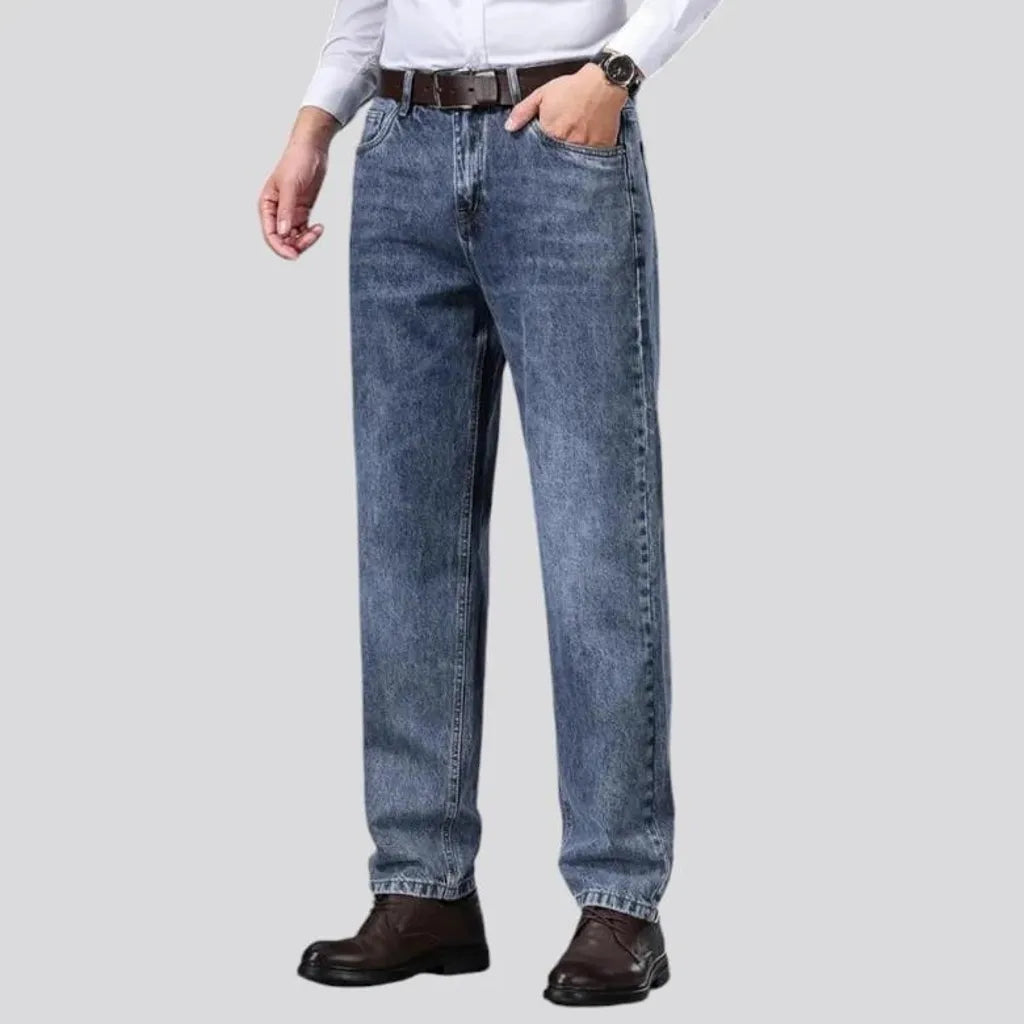 Stonewashed tapered fit men's jeans