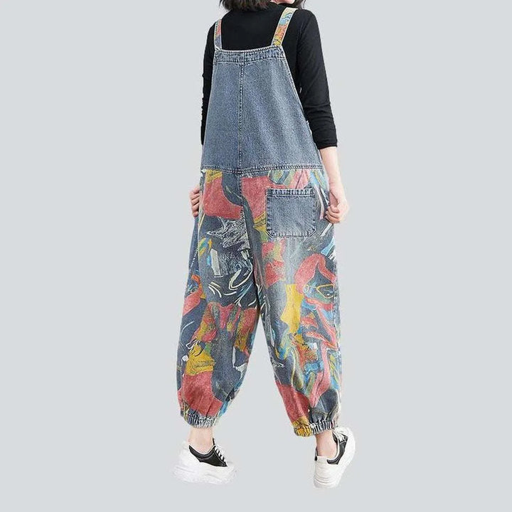 Bright color women's denim overall