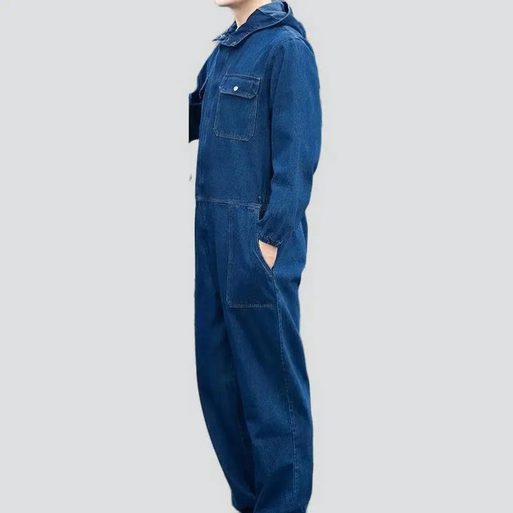 Hooded duty men's denim overall