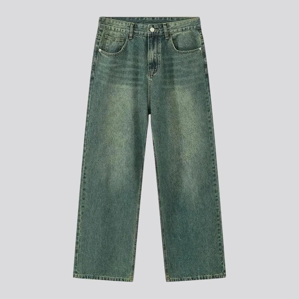 Whiskered baggy boho jeans for men