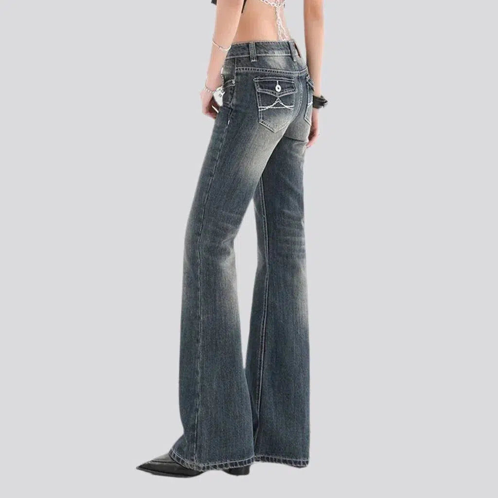 Sanded floor-length jeans
 for women