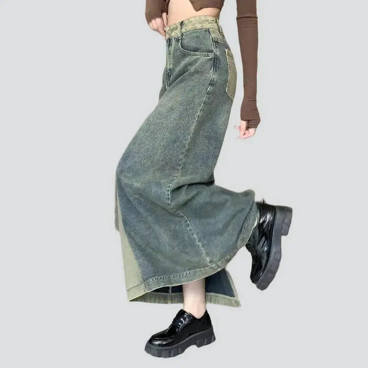 Long y2k women's jean skirt