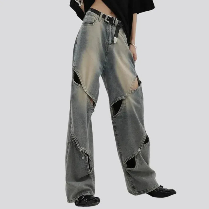 Retro fashion slouchy jeans for ladies