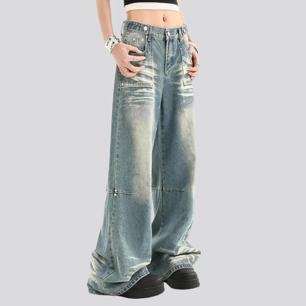 Boho high rise sanded jeans for ladies