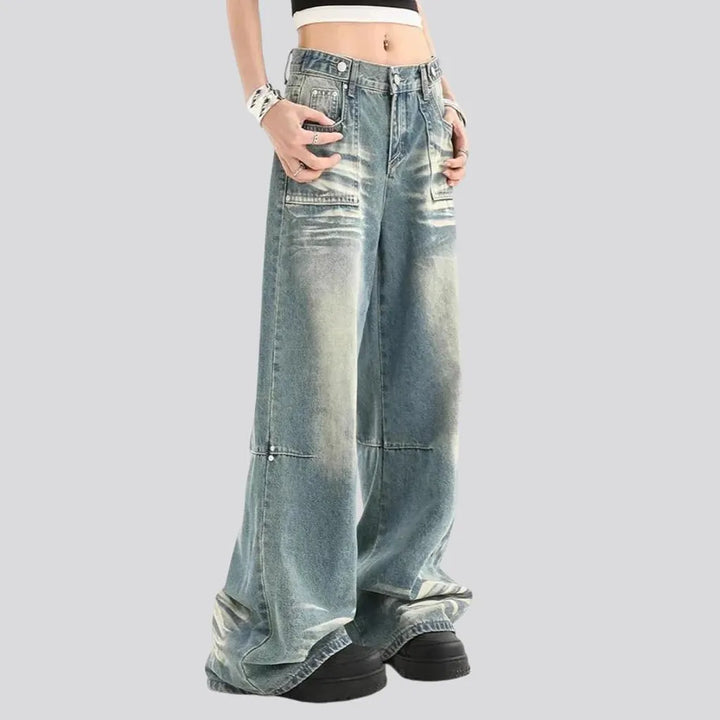 Boho high rise sanded jeans for ladies