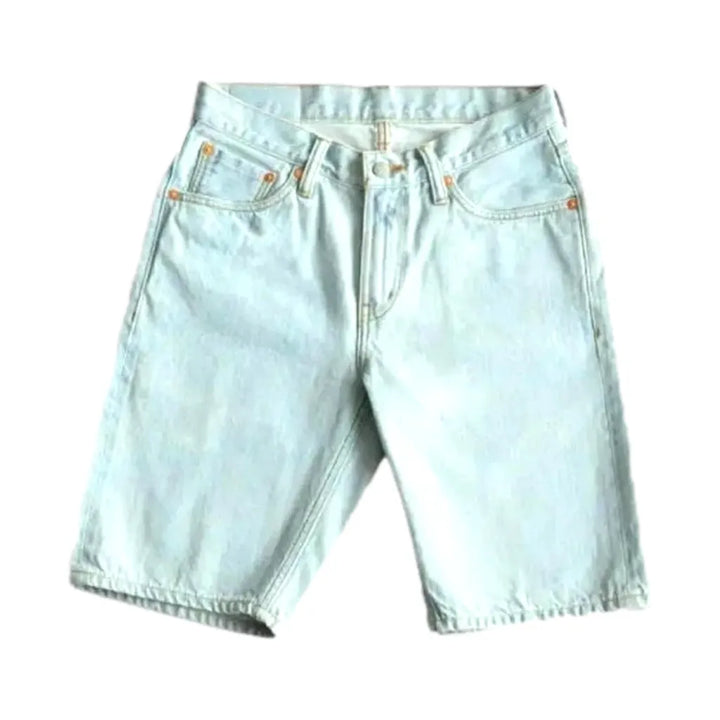 Casual Men's Denim Shorts - Light Blue