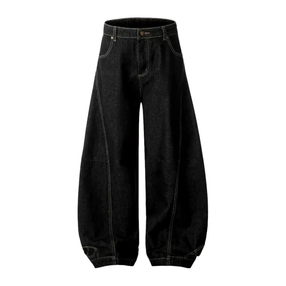 Trendy Balloon Shape Dark Men's Jeans - Black