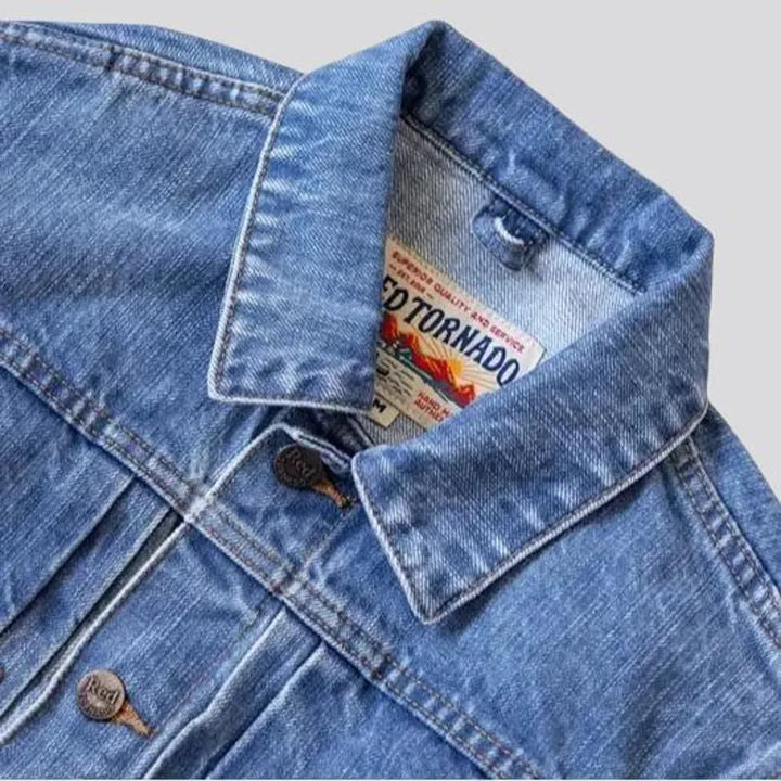 Rugged light wash duty denim jacket for men