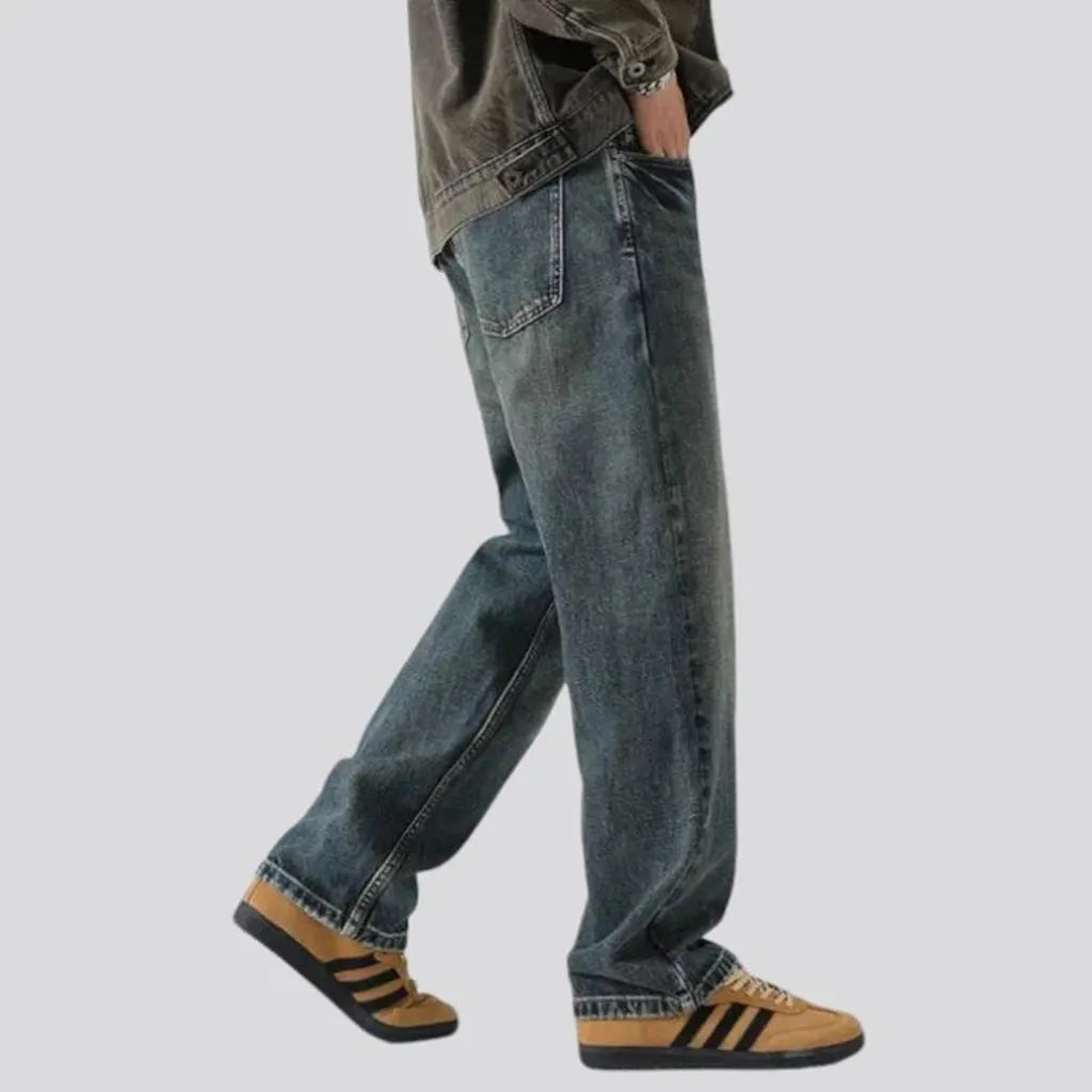 Mid rise straight fit fashion jeans for men